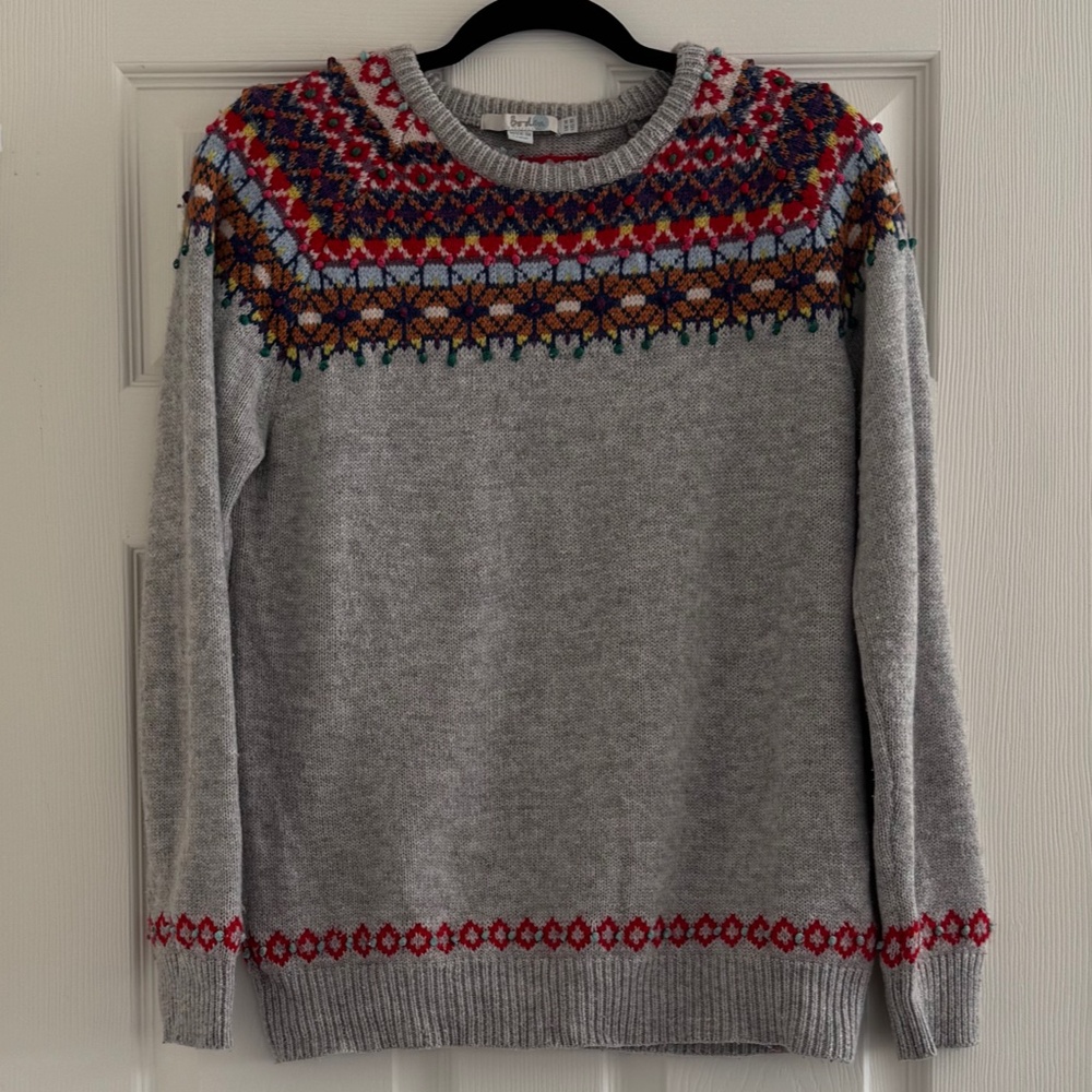 Boden Long Sleeve Multicolor Fair Isle Sweater Women's Size 10